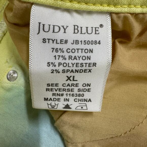 Judy Blue Denim Jean Shorts Womens Multicolor‎ Tie Dye High Waist Cut Off XL - Picture 2 of 9